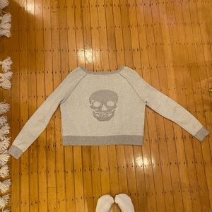 Skull cashmere cropped sweater